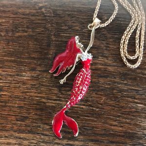 Sparkly red mermaid necklace